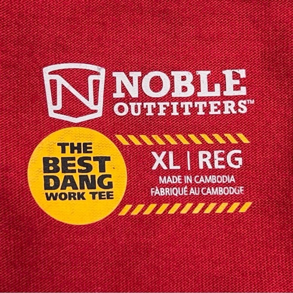 XL Noble Outfitters Red Classic Work Tee Mens Short Sleeve Opaque Heavy Cotton - Picture 3 of 14